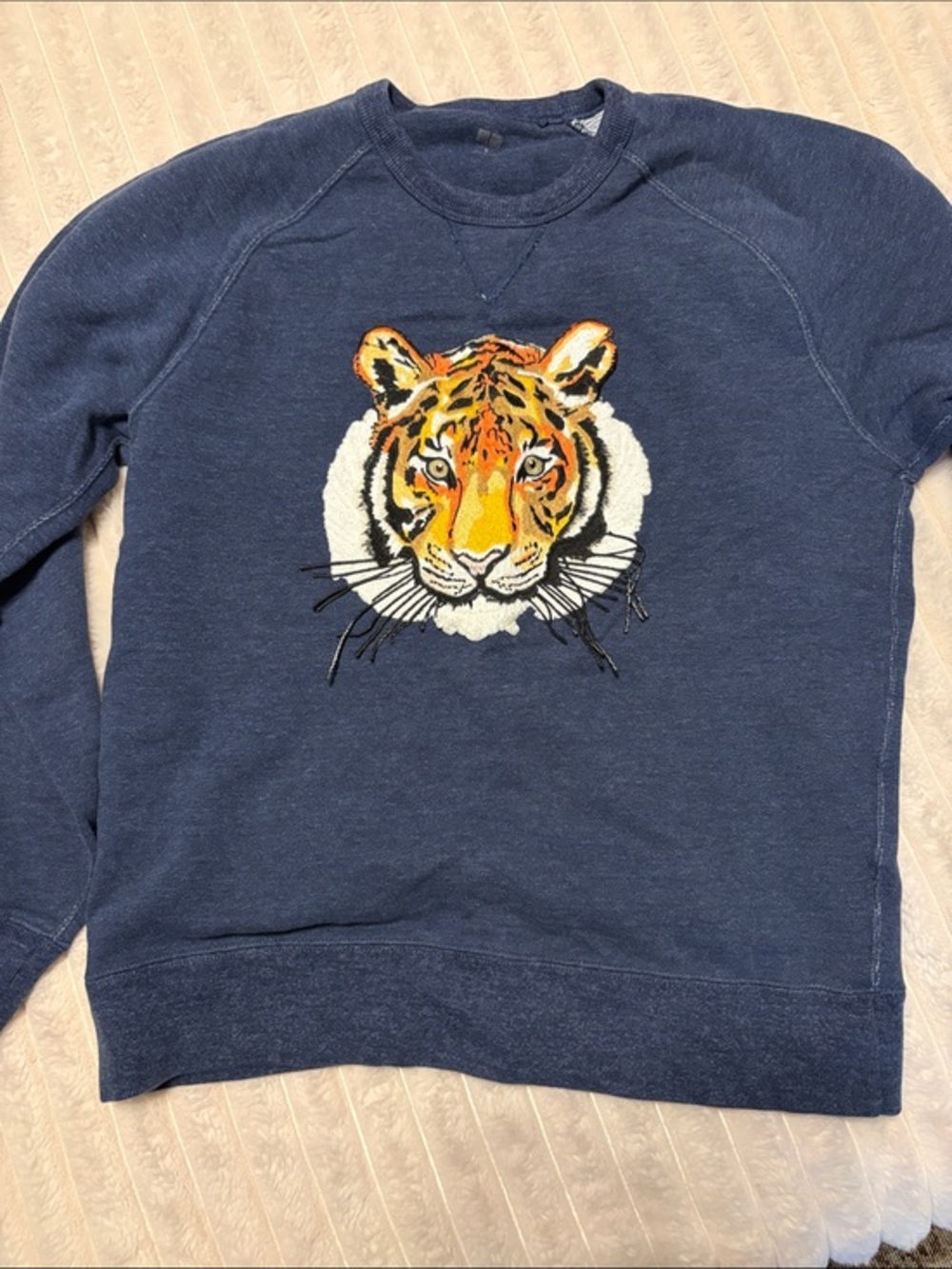 Uniqlo Navy Crewneck Sweatshirt with Embroidered Tiger